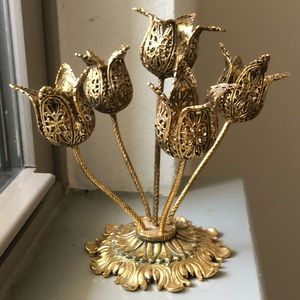 Vintage gold ormolu lipstick holder